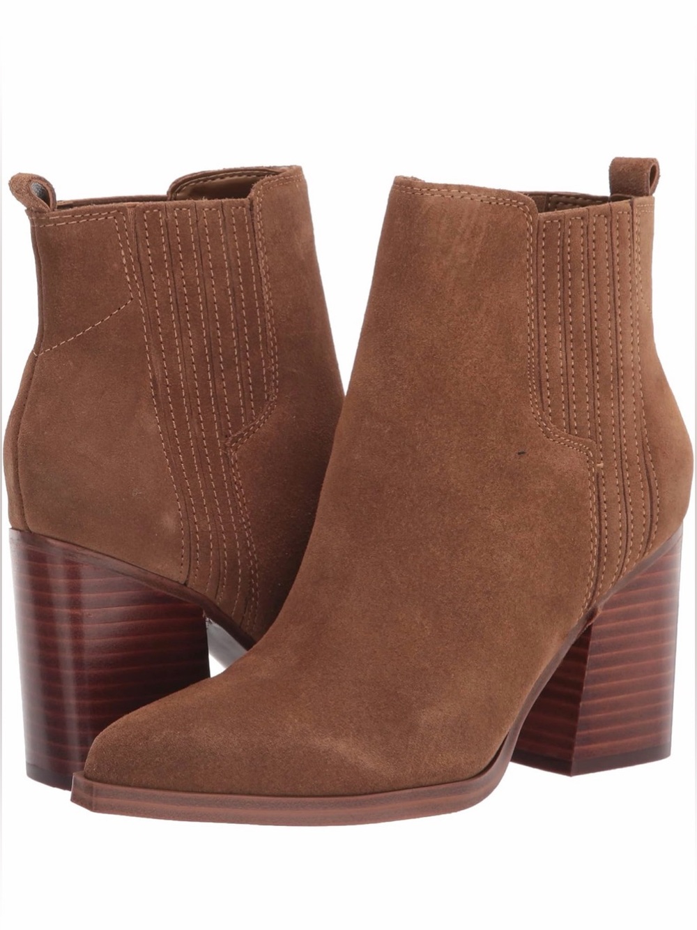 Marc Fisher Matter Suede Western Chelsea Ankle Boots Brown Size 7.5